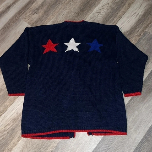 Vintage 80’s / 90’s Marsh Landing Large Navy Patriotic Sweater with Stars - Picture 6 of 6